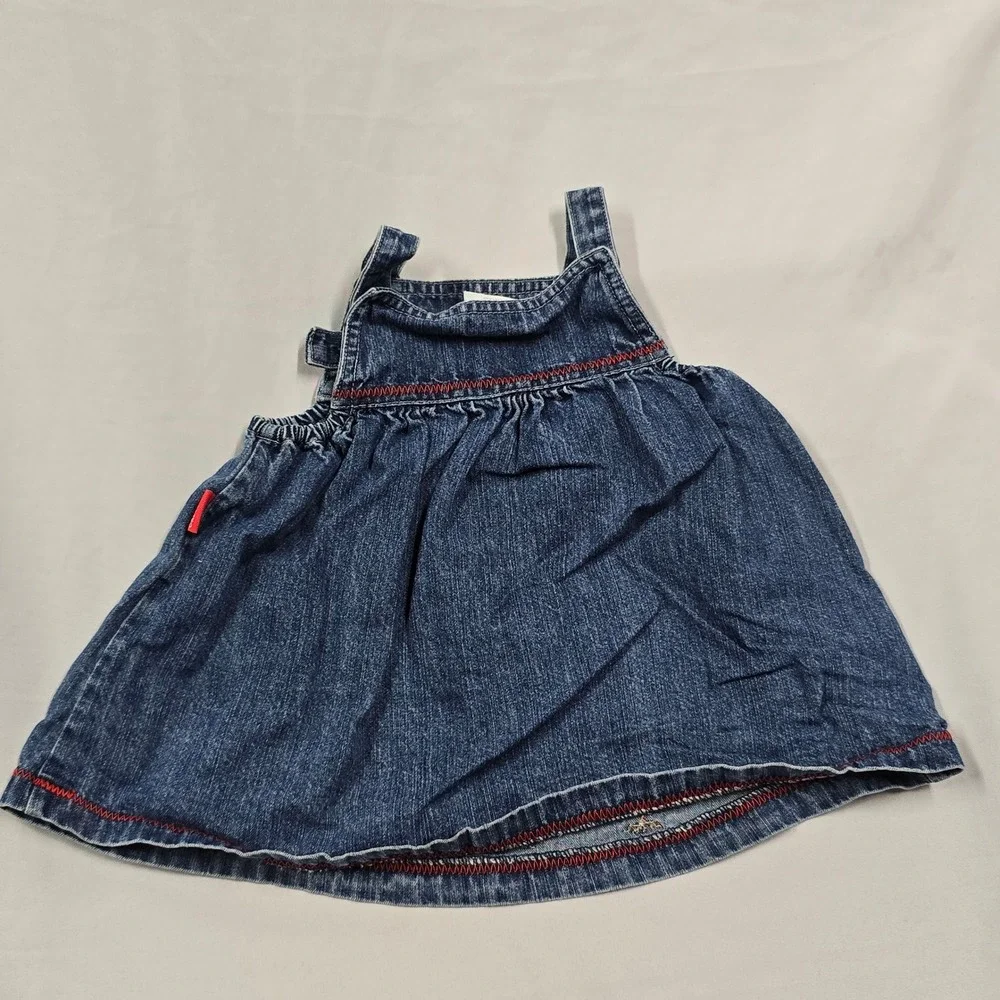 Carters Denim Overall Jean Dress Hungry Caterpillar Tiny Seed 3-6 m Y2K Denim
